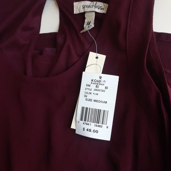 NWT Speechless burgundy cold shoulder dress - Picture 3 of 4